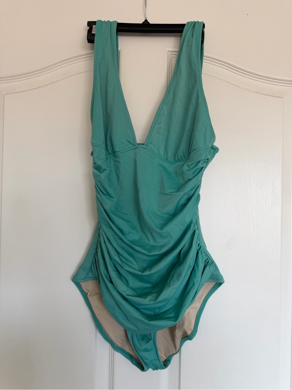 J. Crew Teal One-Piece Swimsuit with Ruched Trim